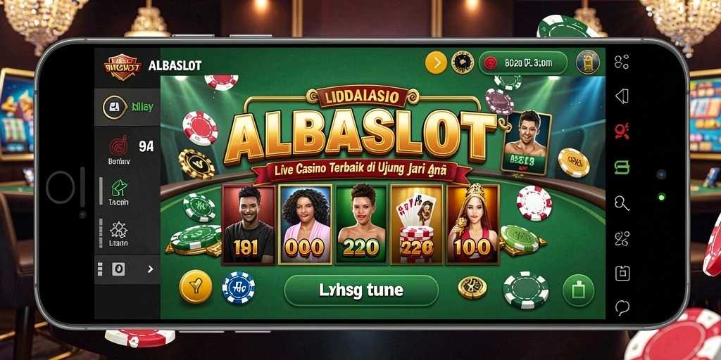Gameplay ALBASLOT dengan dealer langsung dan meja permainan yang menarik.