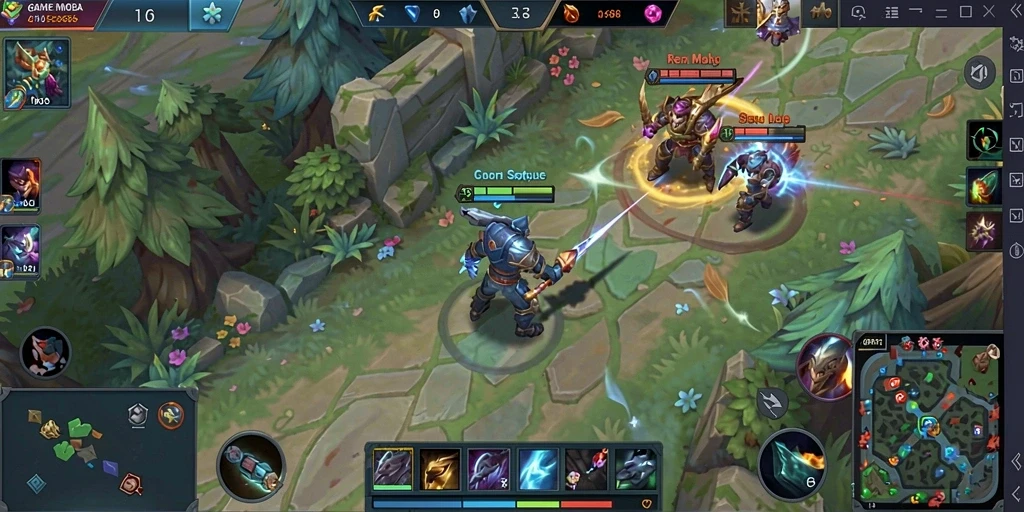 Tangkapan layar menampilkan pertarungan seru di arena MOBA.