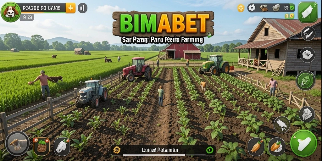 Tampilan gameplay BIMABET dengan aktivitas bertani yang seru dan interaktif.