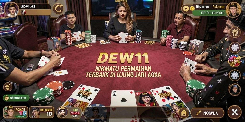 Screenshot gameplay DEWI11 yang menunjukkan aksi Poker seru.