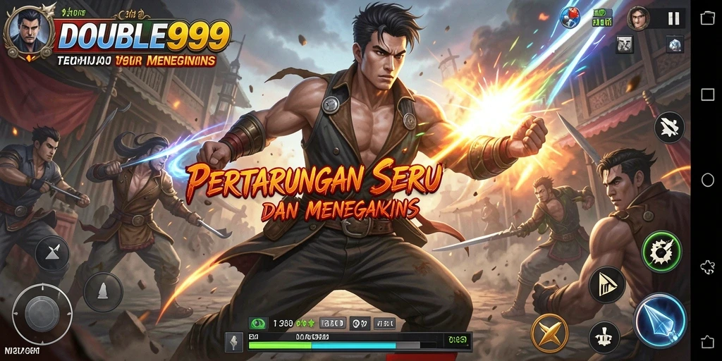 Tampilan aksi pertarungan dalam DOUBLE999 yang menegangkan dan seru.