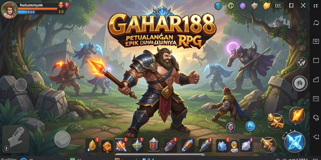 Tampilan gameplay GAHAR188 dengan karakter dan pemandangan epik.