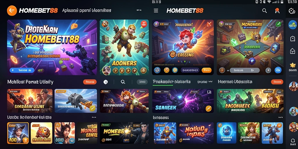 Tampilan antarmuka aplikasi HOMEBET88 yang intuitif dan penuh fitur.