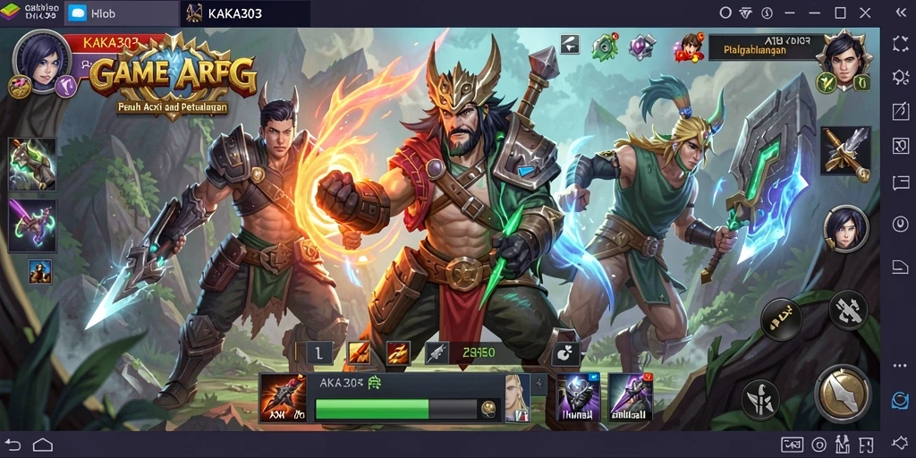 Screenshot gameplay KAKA303 menampilkan aksi petualangan seru di dunia fantasi.
