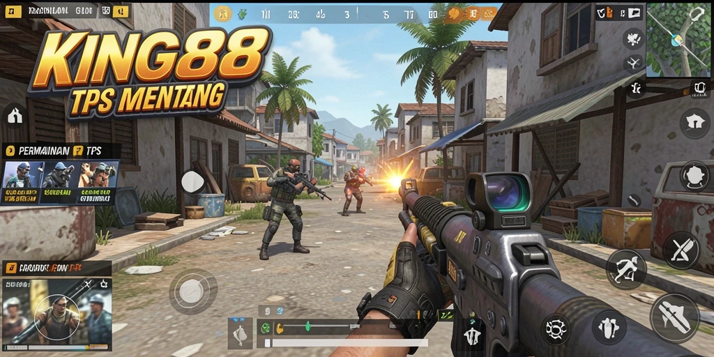Screenshot KING88 menunjukkan aksi mendebarkan dalam gameplay TPS.