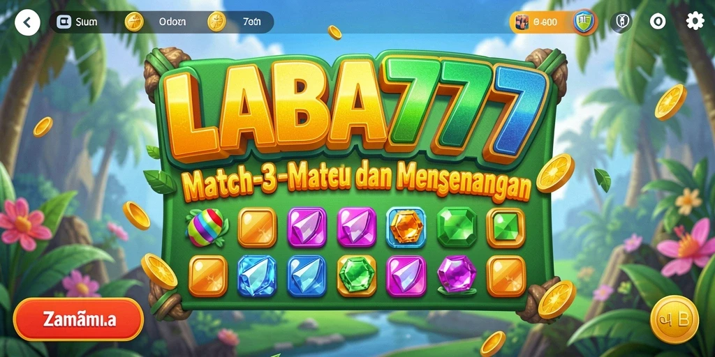 Tangkapan layar LABA777 menampilkan gameplay Match-3 yang penuh warna.