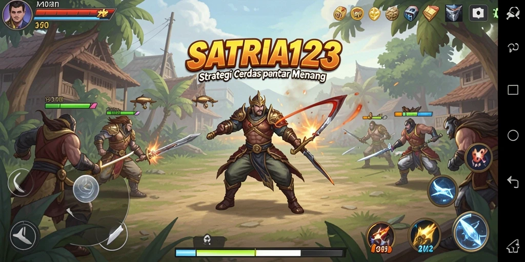 Tampilan screenshot <strong>SATRIA123</strong> menampilkan aksi pertempuran strategi yang mendebarkan.
