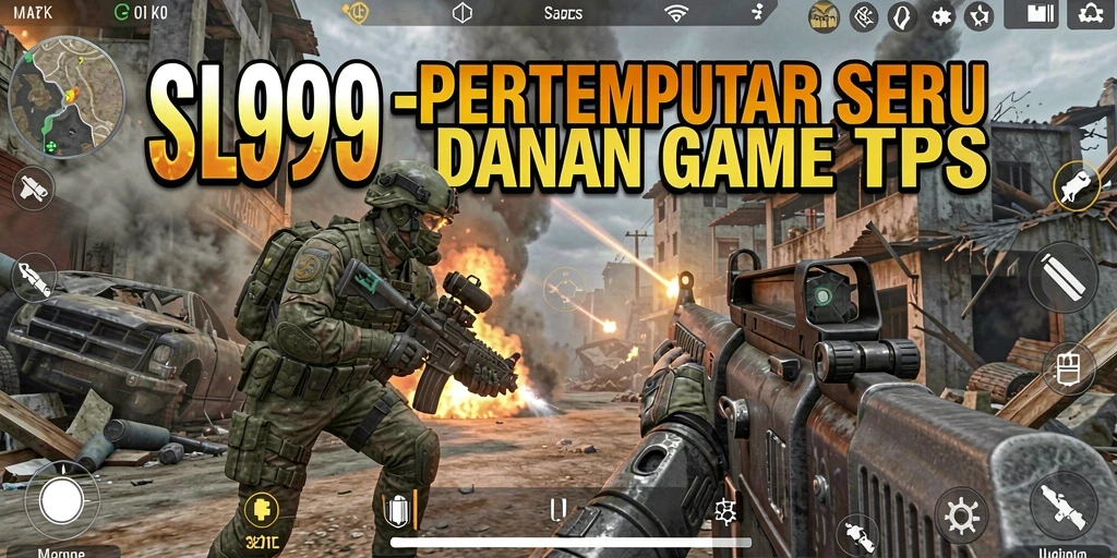 Screenshot gameplay SL999 menampilkan aksi pertempuran seru di medan perang.
