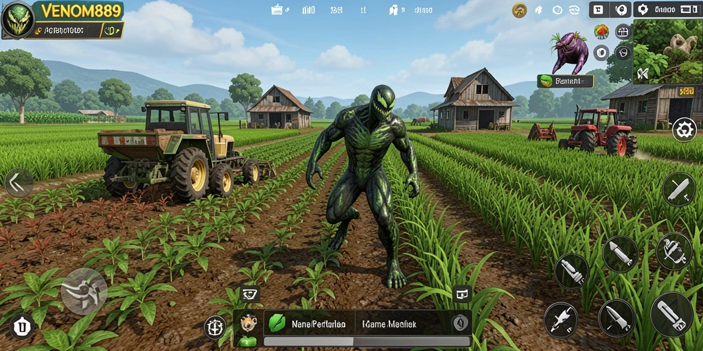 Tampilan gameplay VENOM889 yang menakjubkan dalam aktivitas pertanian.