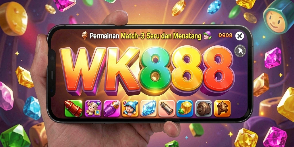 Tangkapan layar gameplay WK888 yang menampilkan aksi seru Match-3.